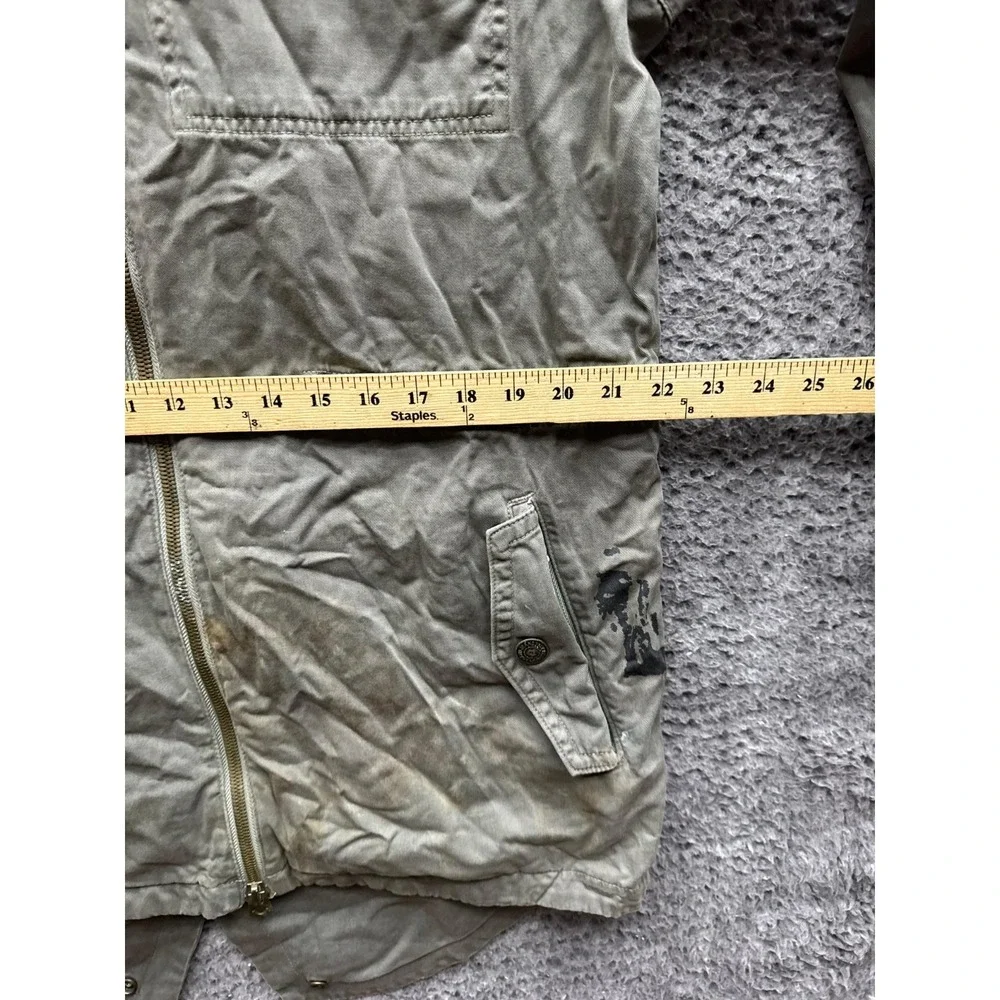 True Religion Denim Hooded Military Parka Jacket Olive Green Mens Size M